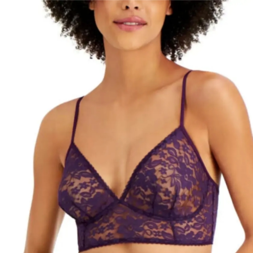 INC International Concepts Women's Floral Lace Bralette, Purple‎ Dynasty, Medium